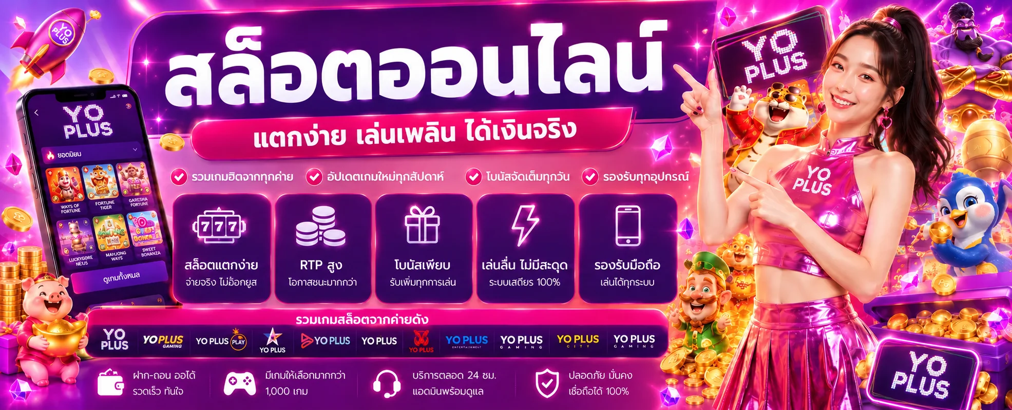 สล็อตออนไลน์ YO PLUS พร้อมเกมทดลอง